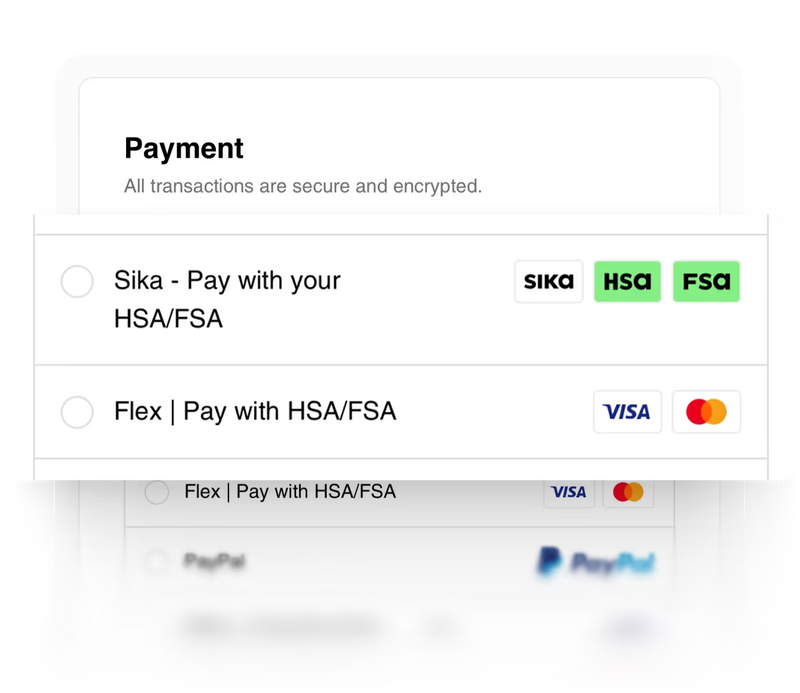 Choose “Pay with HSA/FSA” at Checkout