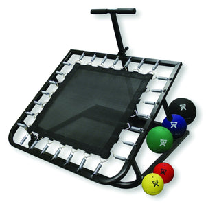 Adjustable Ball Rebounder - Set with Rectangular Rebounder, 1-tier Horizontal Plastic Rack, 5-balls (1 each: 2,4,7,11,15 lb)