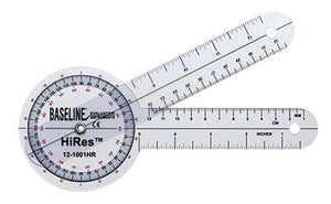 Baseline Plastic Goniometer - HiRes 360 Degree Head - 8 inch Arms