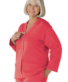 Women's Open Back Adaptive Fleece Cardigan With Pockets