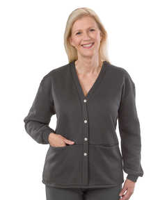Women's Open Back Adaptive Fleece Cardigan With Pockets