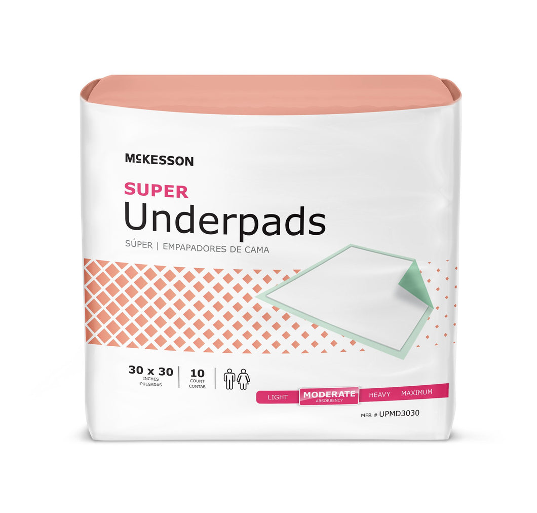McKesson Super Moderate Absorbency Underpad, 30 x 30 Inch