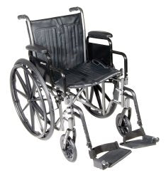 McKesson Standard Wheelchair with Padded, Removable Arm, Composite Mag Wheel, 18 in. Seat, Swing-Away Footrest, 300 lbs