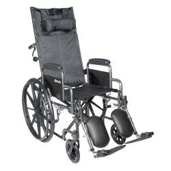 McKesson Reclining Wheelchair with Padded, Removable Arm, Composite Mag Wheel, 20 in. Seat, Swing-Away Elevating Footrest,...