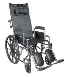 McKesson Reclining Wheelchair with Padded, Removable Arm, Composite Mag Wheel, 18 in. Seat, Swing-Away Elevating Footrest,...