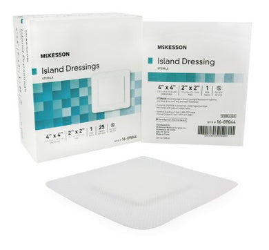 McKesson Sterile Adhesive Polypropylene/Rayon Dressing, 4 x 4 Inch, White