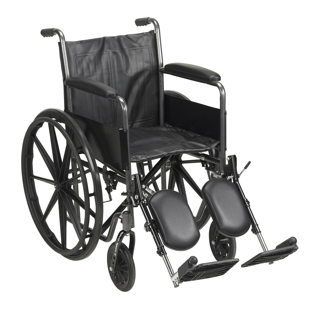 McKesson Standard Wheelchair with Padded, Removable Arm, Composite Mag Wheel, 18 in. Seat, Swing-Away Elevating Footrest, ...